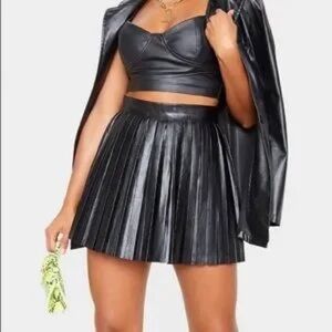 PrettyLittleThing Black Leather Skirt
